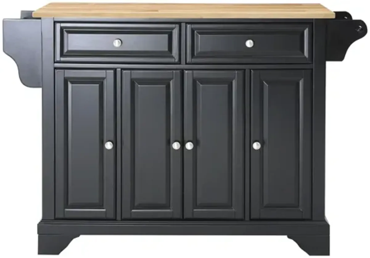 Lafayette Natural Wood Top Kitchen Island in Black