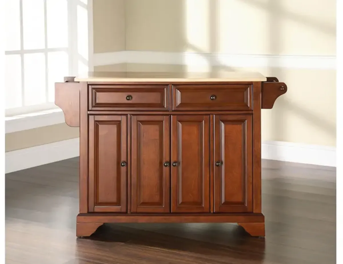 Lafayette Natural Wood Top Kitchen Island in Classic Cherry