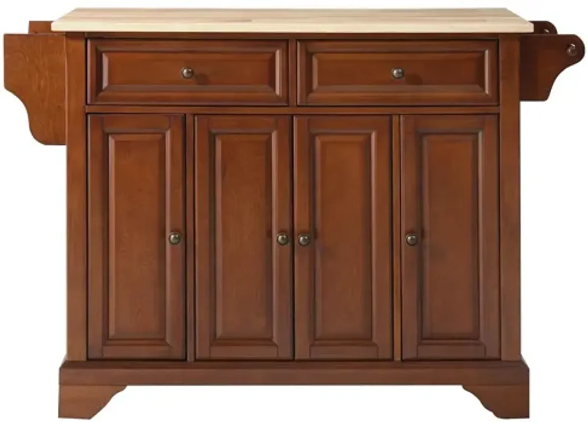 Lafayette Natural Wood Top Kitchen Island in Classic Cherry