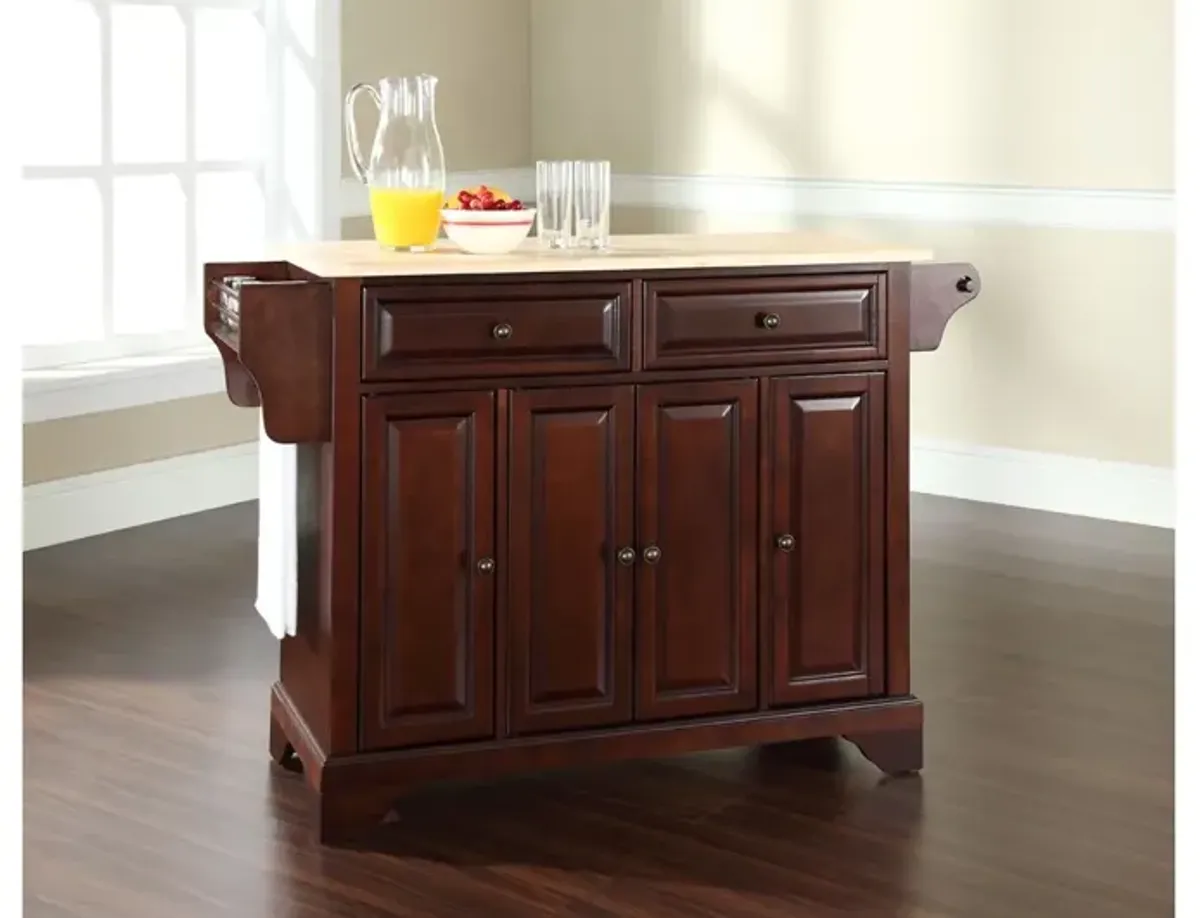 Lafayette Natural Wood Top Kitchen Island in Vintage Mahogany