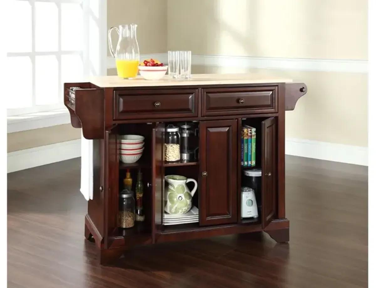 Lafayette Natural Wood Top Kitchen Island in Vintage Mahogany