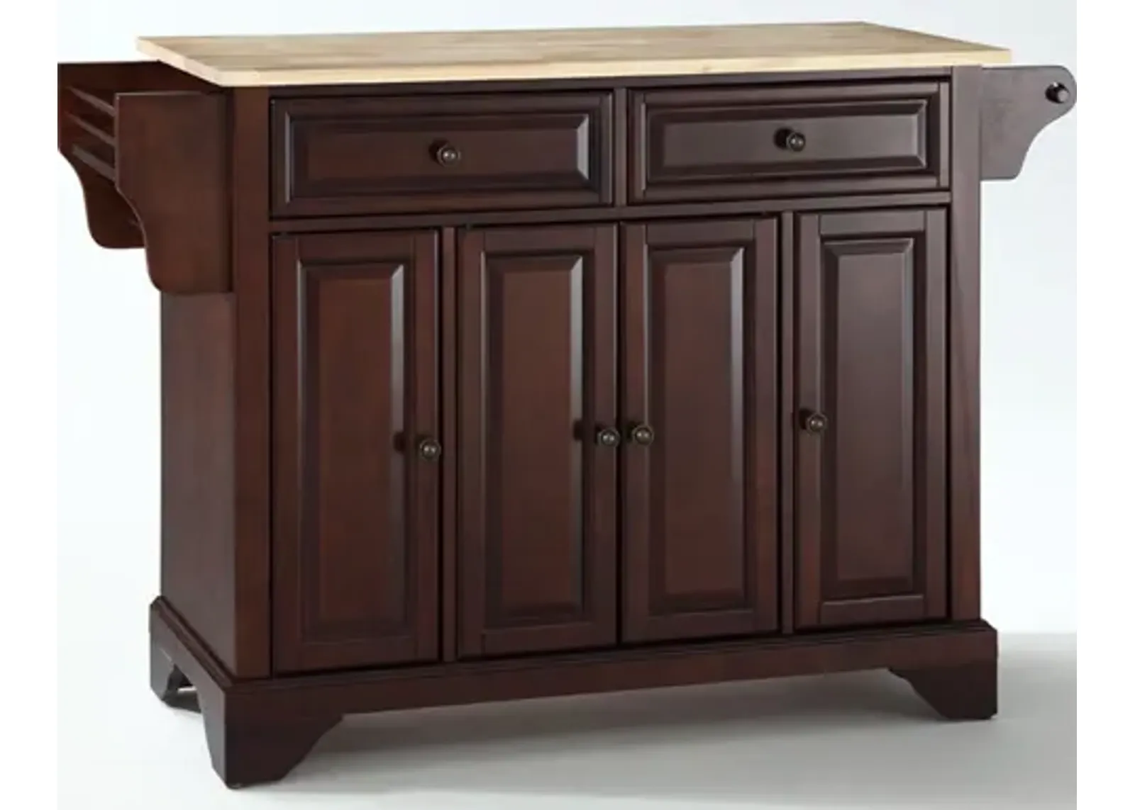 Lafayette Natural Wood Top Kitchen Island in Vintage Mahogany