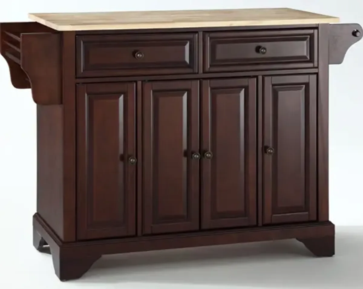 Lafayette Natural Wood Top Kitchen Island in Vintage Mahogany