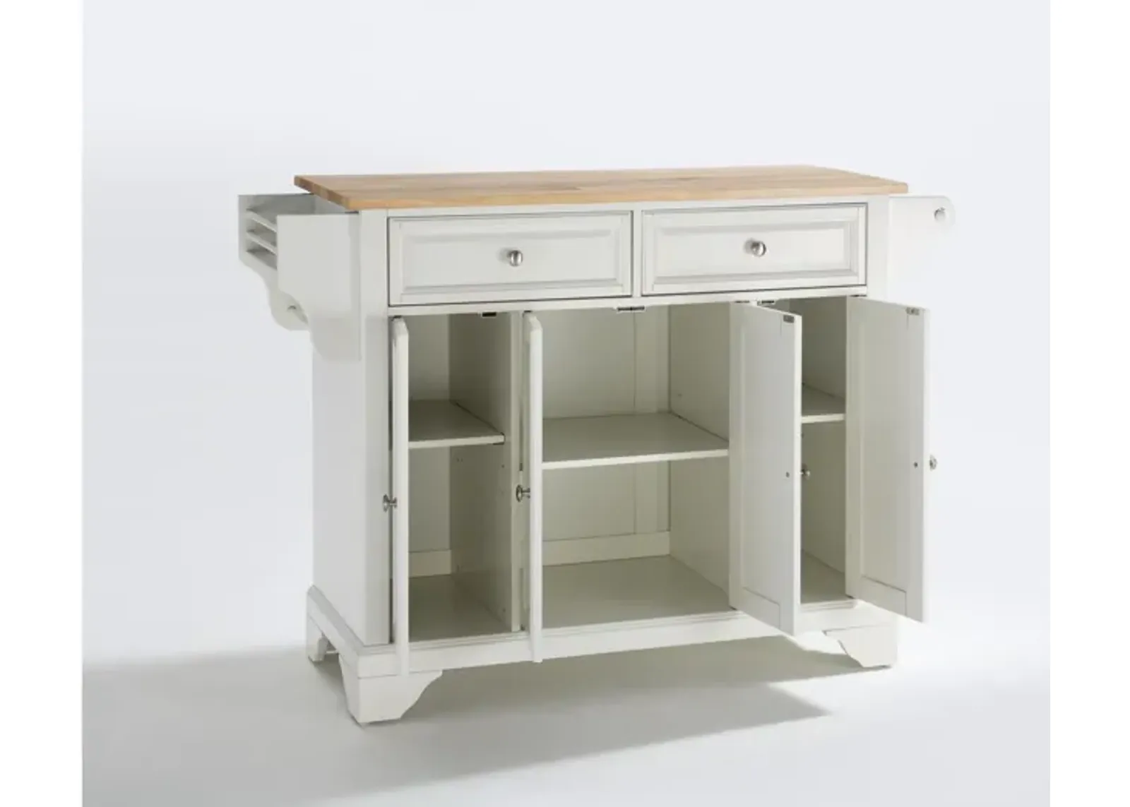 Lafayette Natural Wood Top Kitchen Island in White