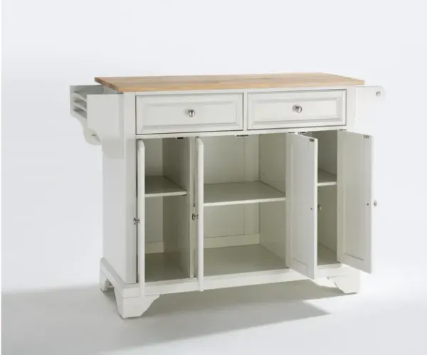 Lafayette Natural Wood Top Kitchen Island in White