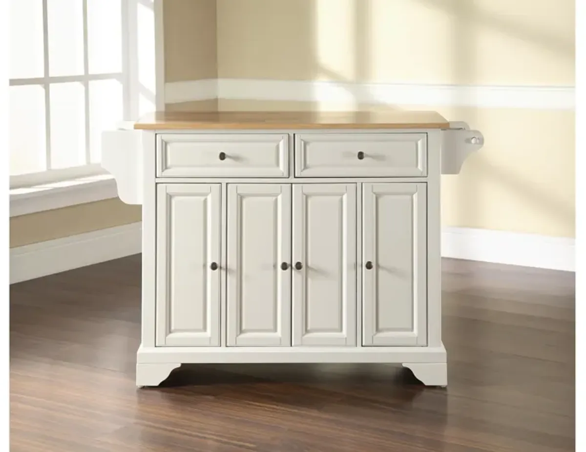 Lafayette Natural Wood Top Kitchen Island in White