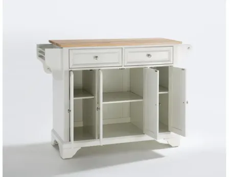 Lafayette Natural Wood Top Kitchen Island in White