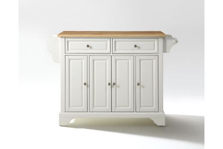 Lafayette Natural Wood Top Kitchen Island in White