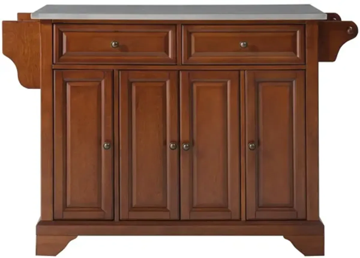 Lafayette Stainless Steel Top Kitchen Island in Classic Cherry