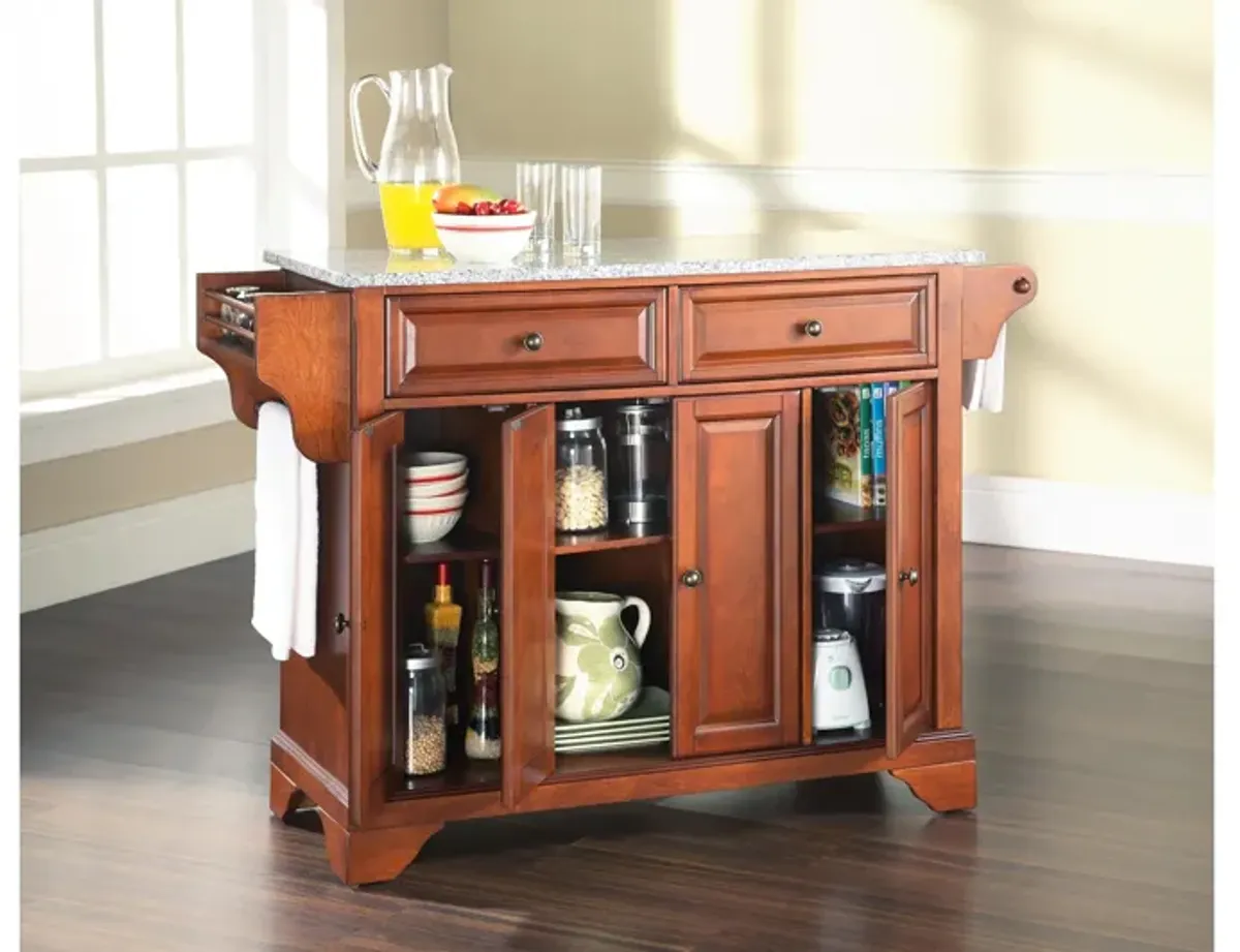 Lafayette Solid Granite Top Kitchen Island in Classic Cherry