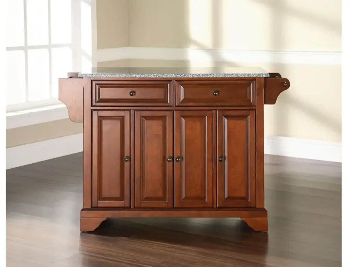 Lafayette Solid Granite Top Kitchen Island in Classic Cherry