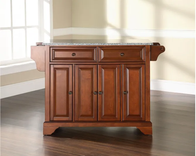 Lafayette Solid Granite Top Kitchen Island in Classic Cherry