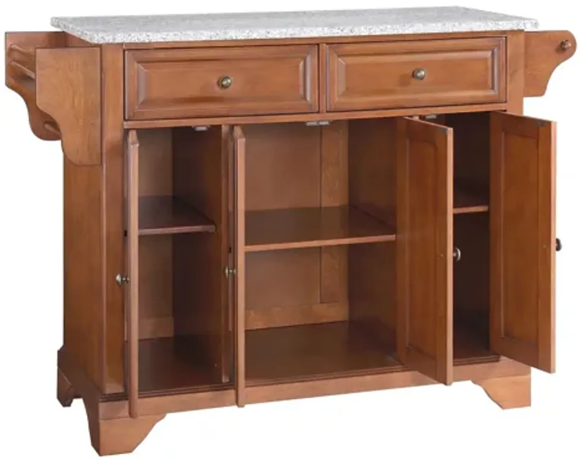 Lafayette Solid Granite Top Kitchen Island in Classic Cherry