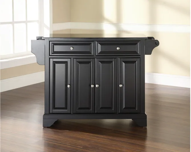 Lafayette Solid Black Granite Top Kitchen Island in Black