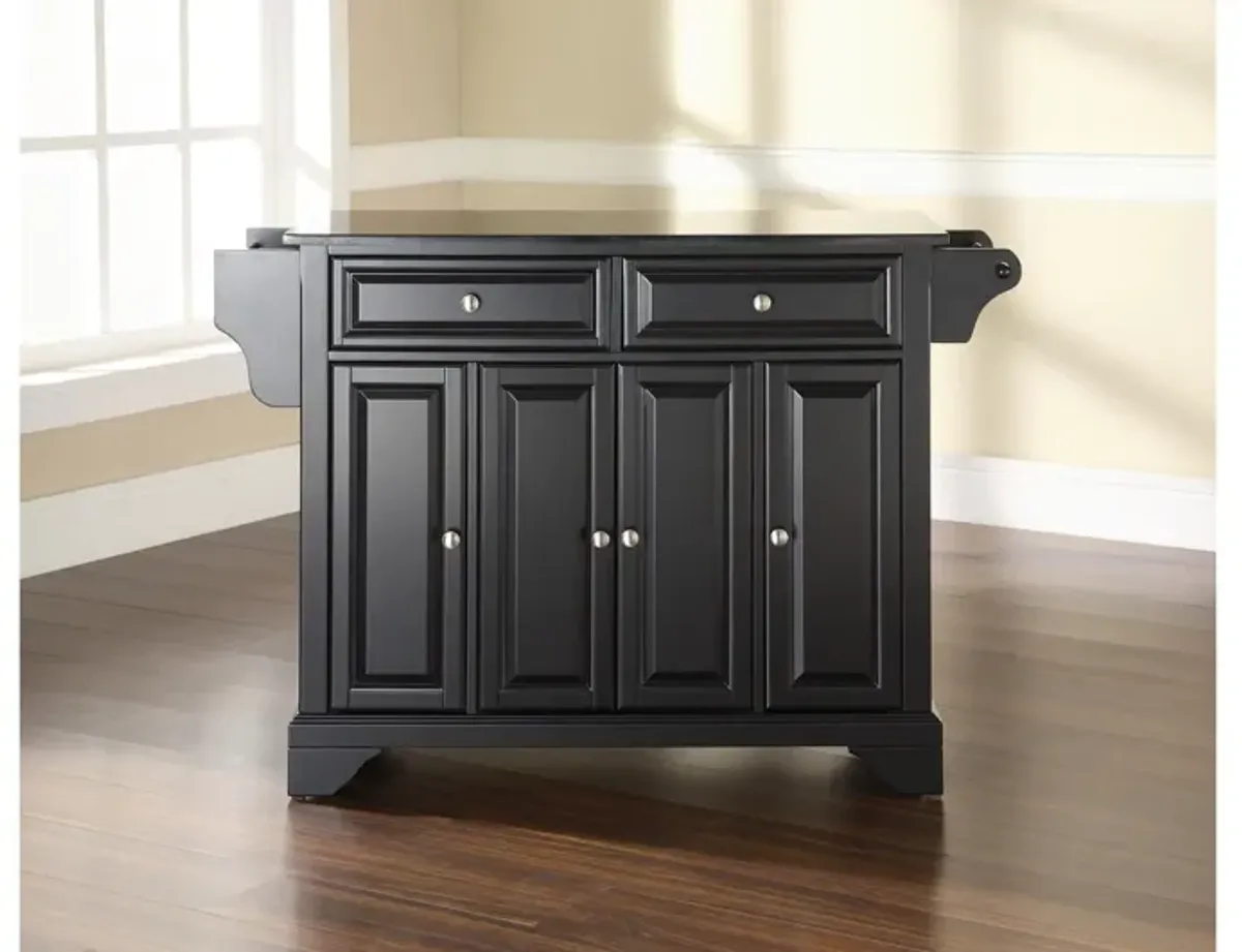 Lafayette Solid Black Granite Top Kitchen Island in Black