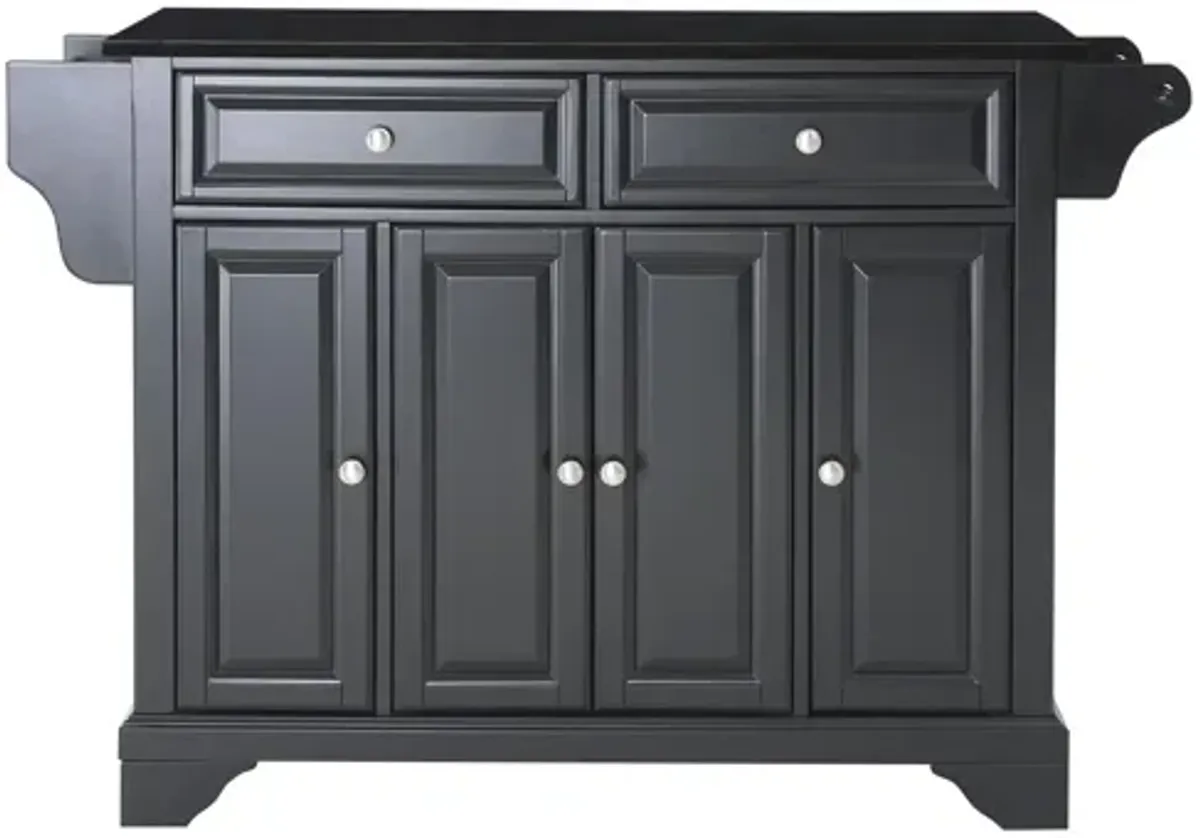 Lafayette Solid Black Granite Top Kitchen Island in Black