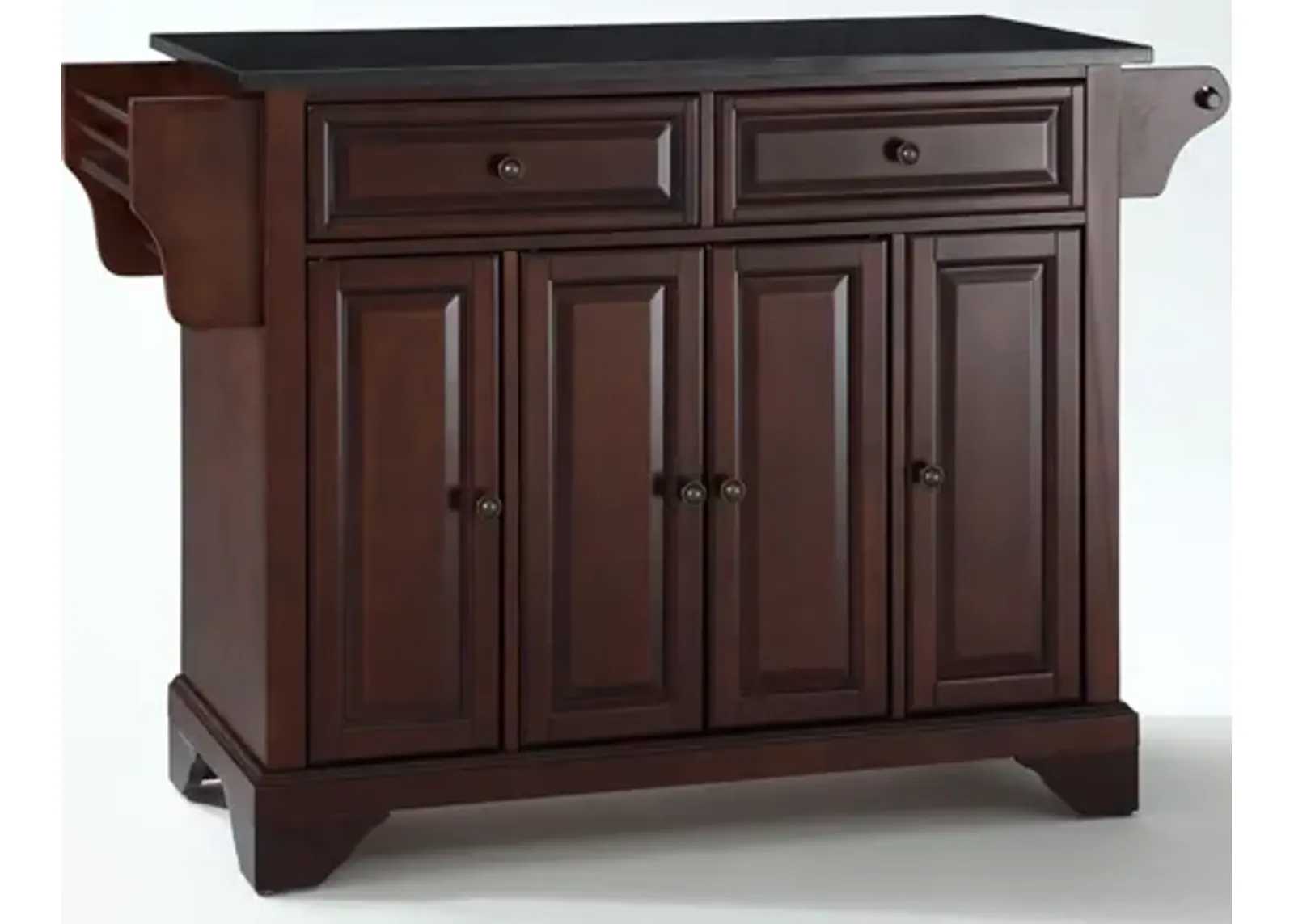 Lafayette Solid Black Granite Top Kitchen Island in Vintage Mahogany