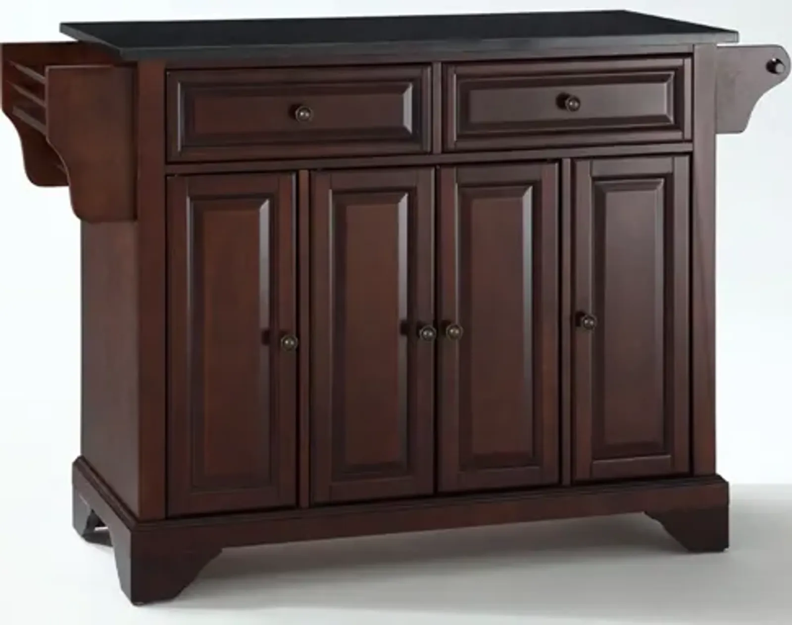 Lafayette Solid Black Granite Top Kitchen Island in Vintage Mahogany