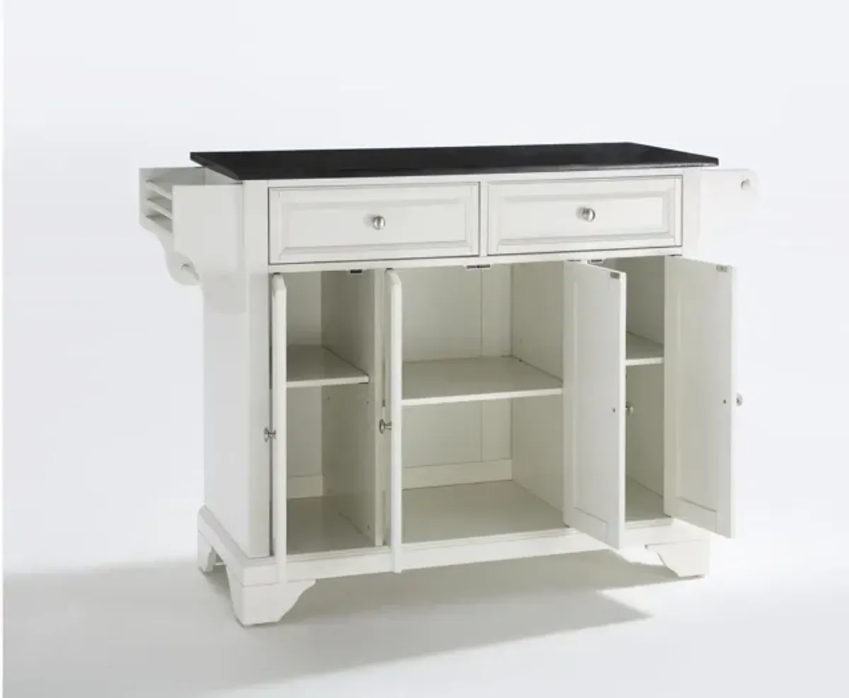 Lafayette Solid Black Granite Top Kitchen Island in White