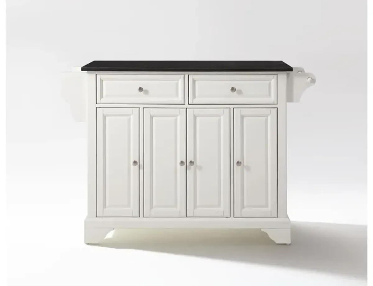 Lafayette Solid Black Granite Top Kitchen Island in White