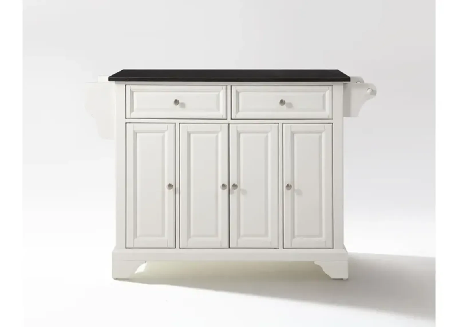 Lafayette Solid Black Granite Top Kitchen Island in White