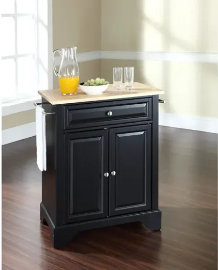 Lafayette Natural Wood Top Portable Kitchen Island in Black