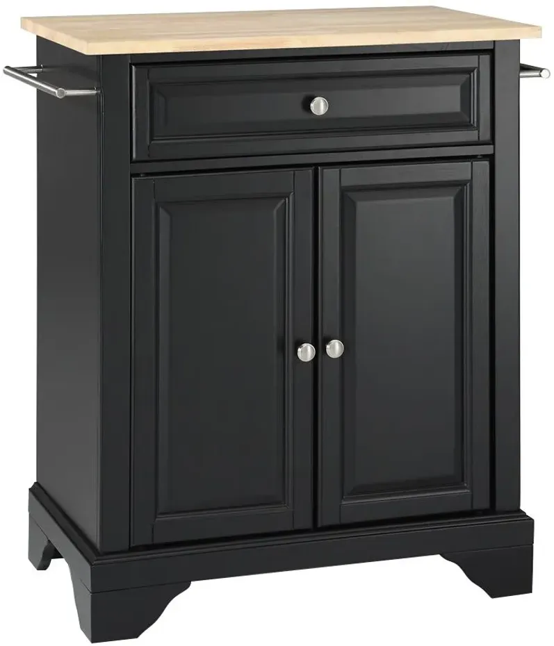 Lafayette Natural Wood Top Portable Kitchen Island in Black