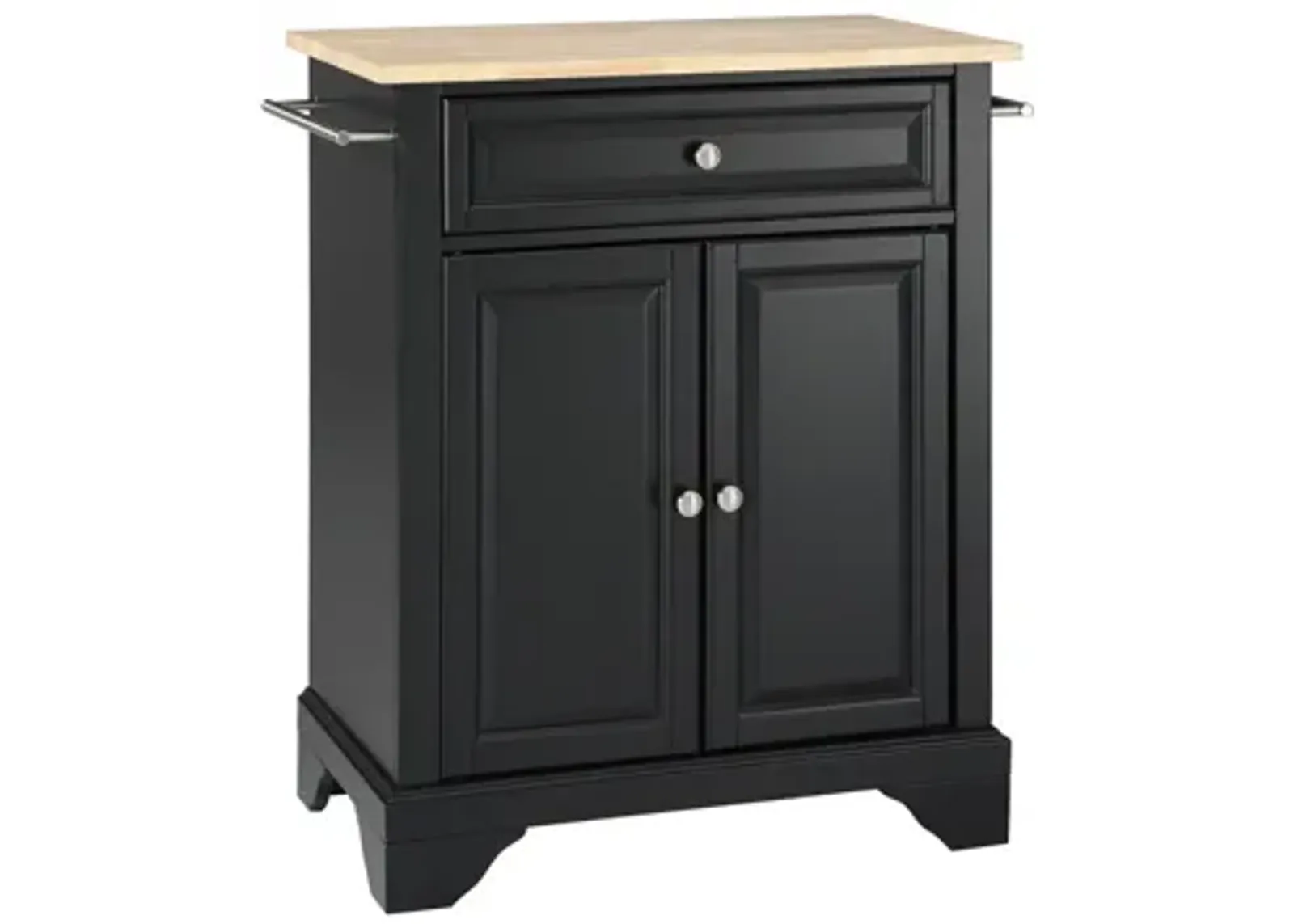 Lafayette Natural Wood Top Portable Kitchen Island in Black