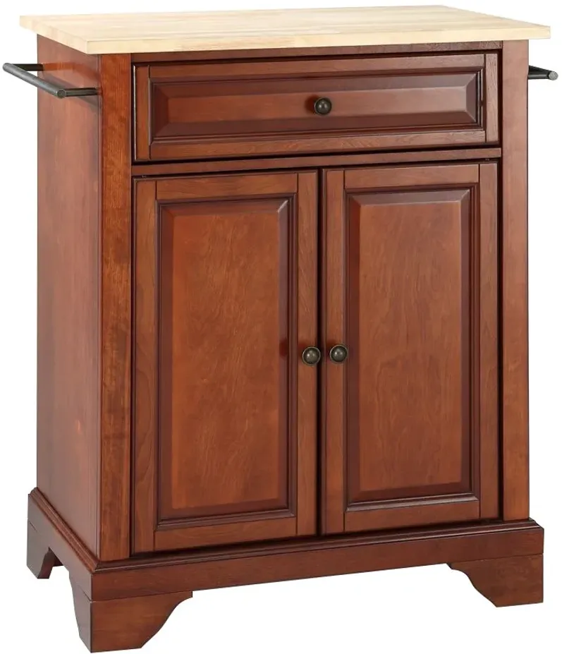 Lafayette Natural Wood Top Portable Kitchen Island in Classic Cherry