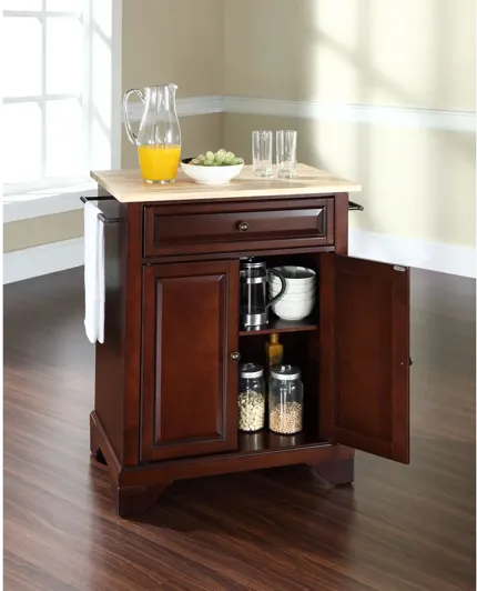 Lafayette Natural Wood Top Portable Kitchen Island in Vintage Mahogany