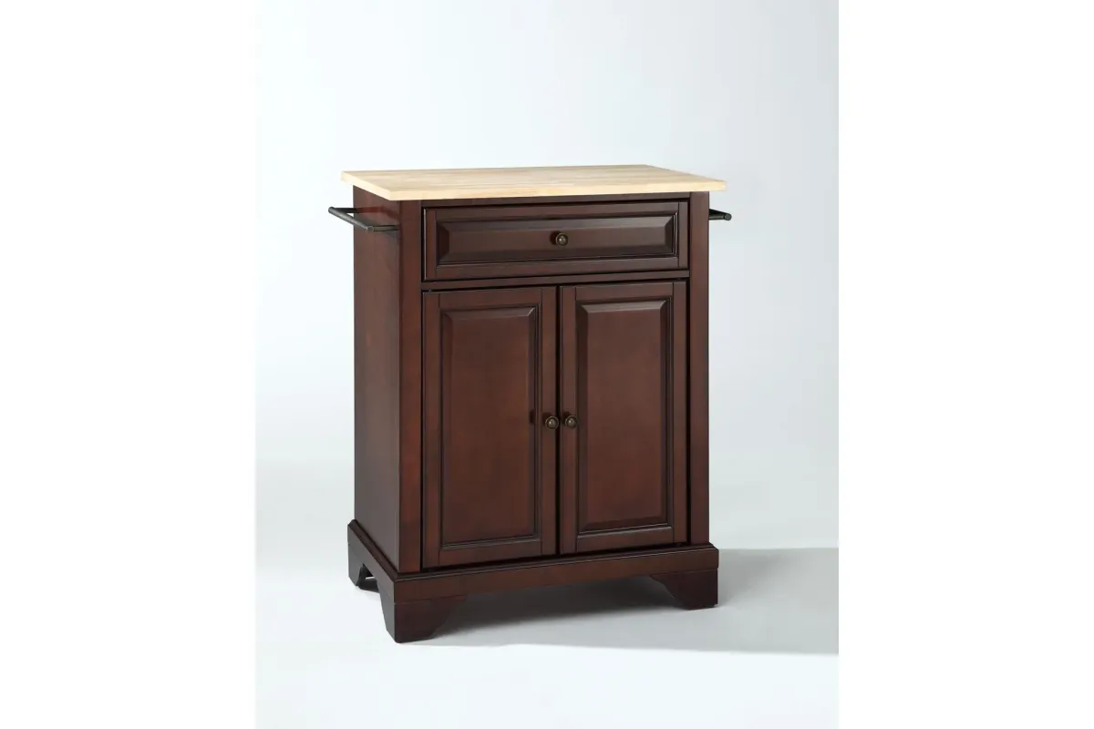 Lafayette Natural Wood Top Portable Kitchen Island in Vintage Mahogany