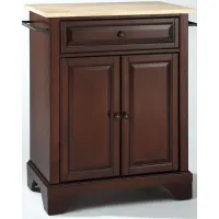 Lafayette Natural Wood Top Portable Kitchen Island in Vintage Mahogany
