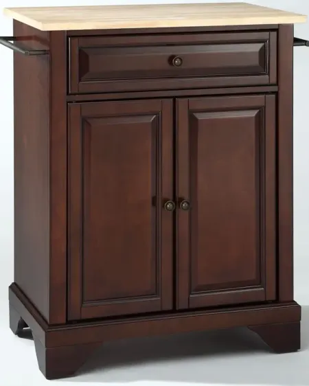 Lafayette Natural Wood Top Portable Kitchen Island in Vintage Mahogany