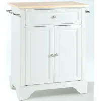 Lafayette Natural Wood Top Portable Kitchen Island in White