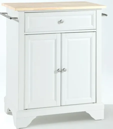 Lafayette Natural Wood Top Portable Kitchen Island in White