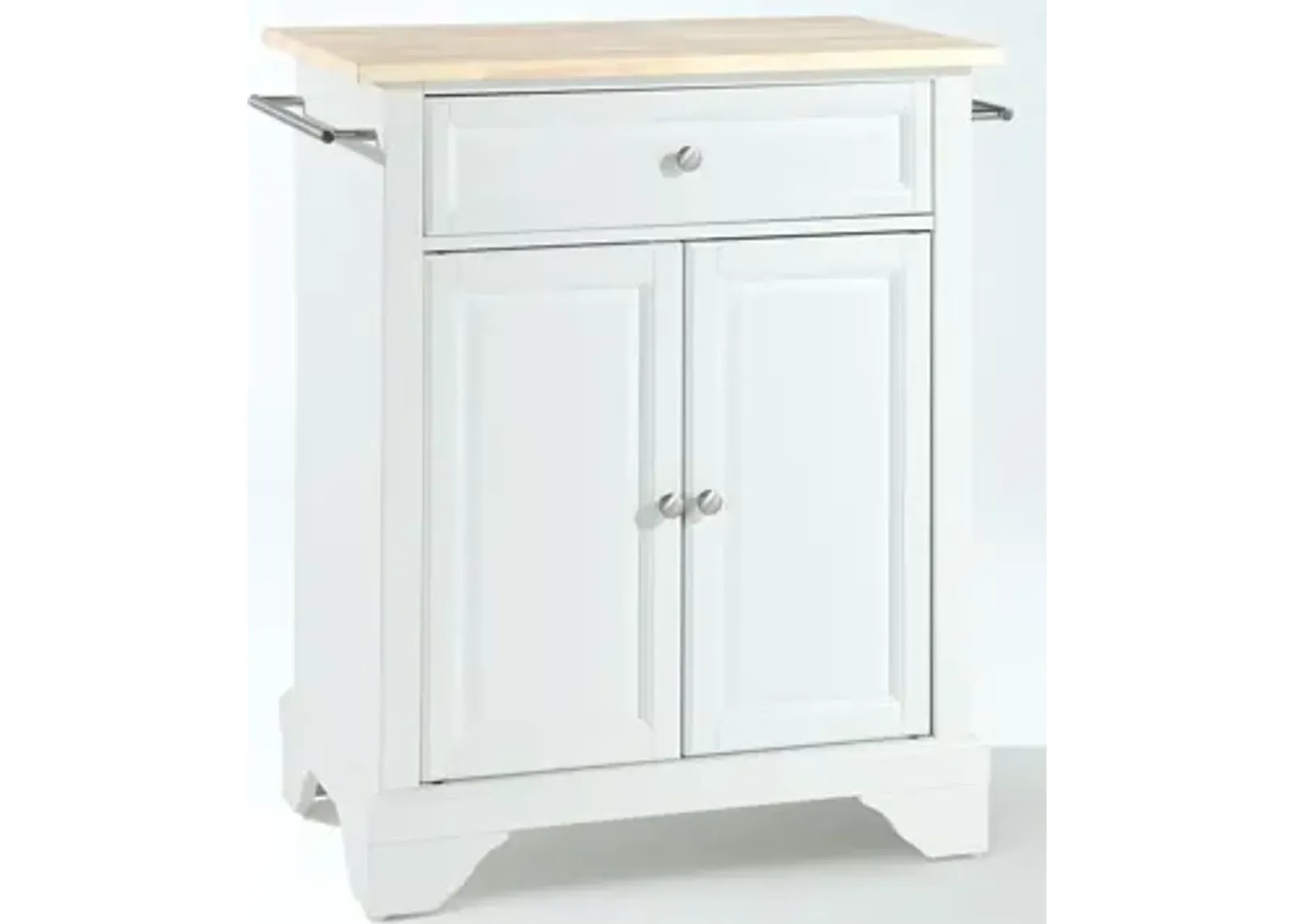 Lafayette Natural Wood Top Portable Kitchen Island in White