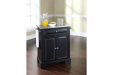 Lafayette Stainless Steel Top Portable Kitchen Island in Black