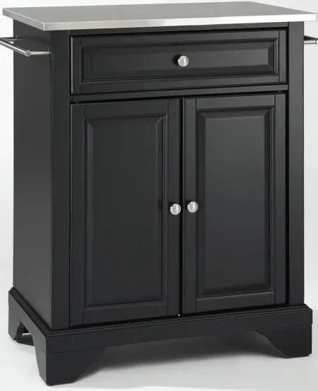 Lafayette Stainless Steel Top Portable Kitchen Island in Black