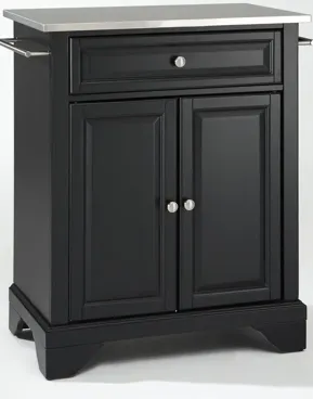 Lafayette Stainless Steel Top Portable Kitchen Island in Black