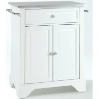 Lafayette Stainless Steel Top Portable Kitchen Island in White