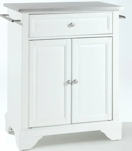 Lafayette Stainless Steel Top Portable Kitchen Island in White