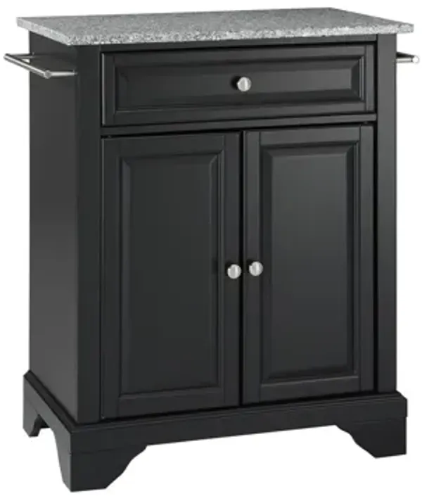 Lafayette Solid Granite Top Portable Kitchen Island in Black