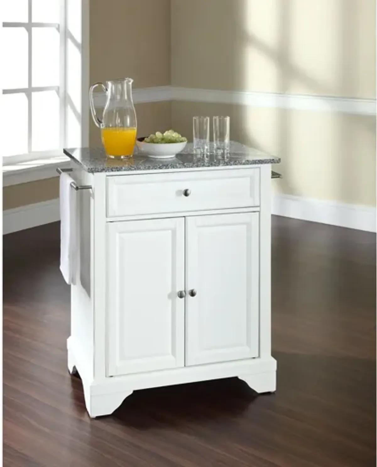 Lafayette Solid Granite Top Portable Kitchen Island in White