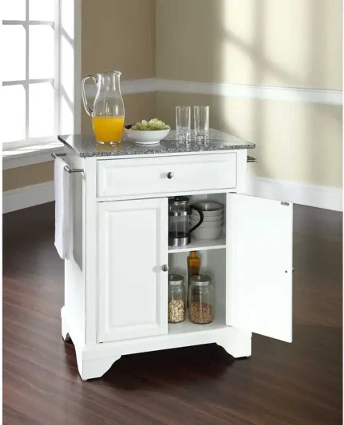 Lafayette Solid Granite Top Portable Kitchen Island in White