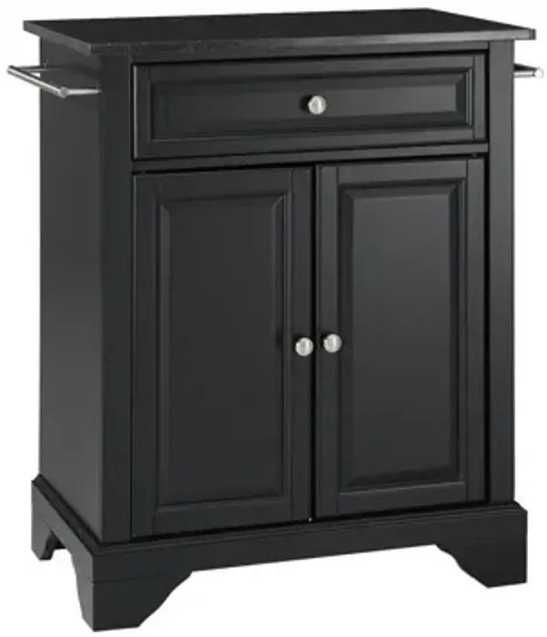 Lafayette Solid Black Granite Top Portable Kitchen Island in Black