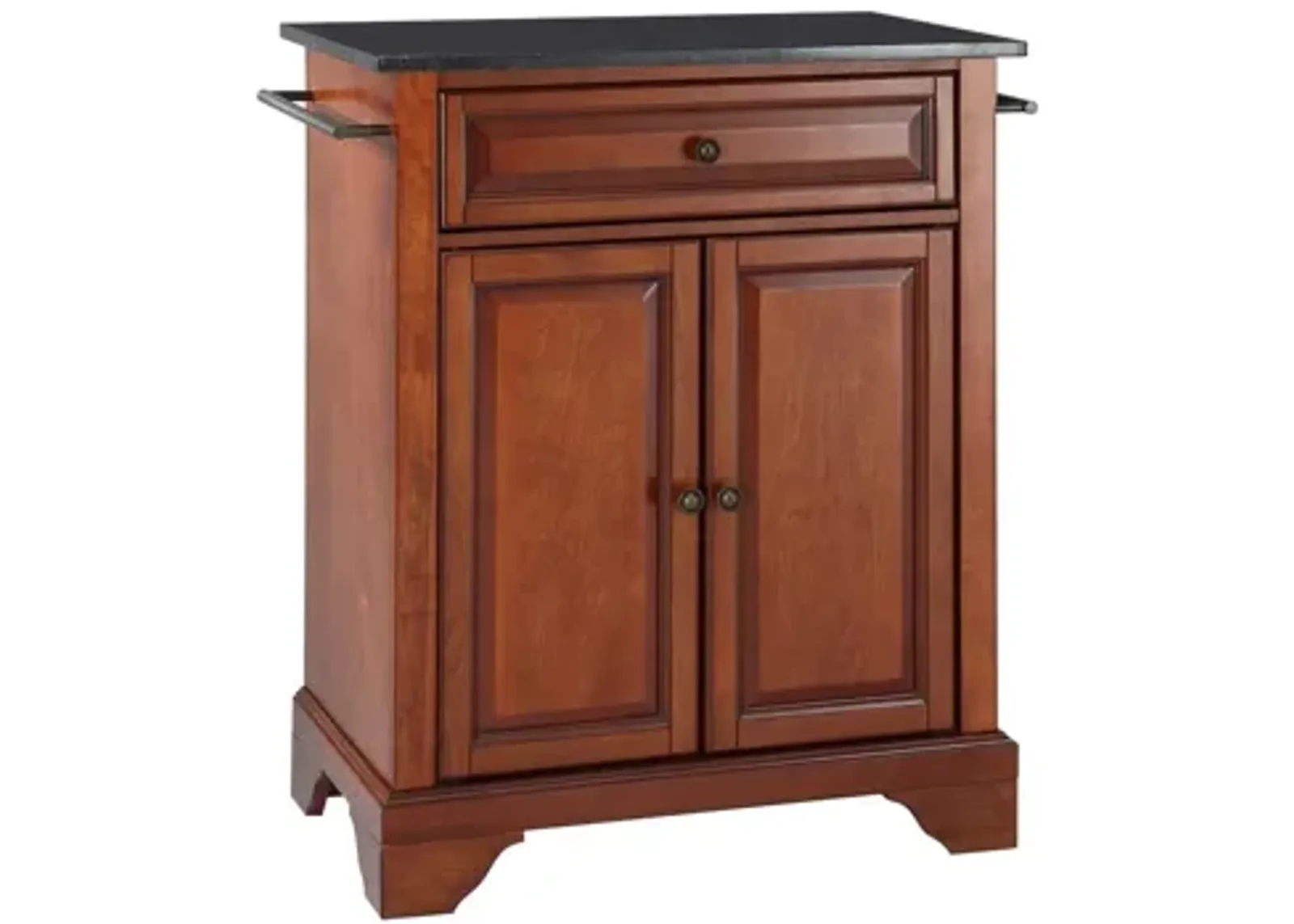 Lafayette Solid Black Granite Top Portable Kitchen Island in Classic Cherry