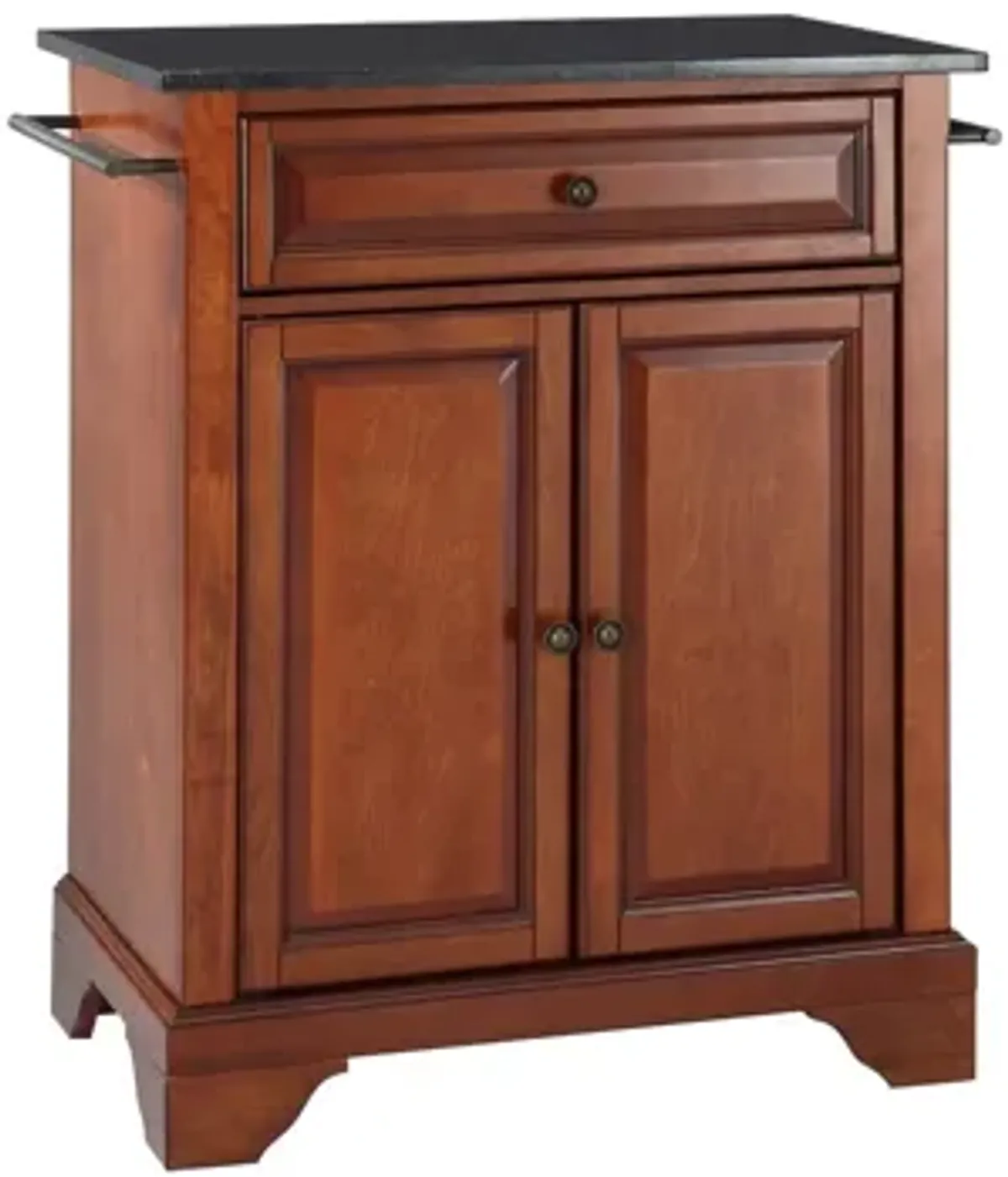 Lafayette Solid Black Granite Top Portable Kitchen Island in Classic Cherry