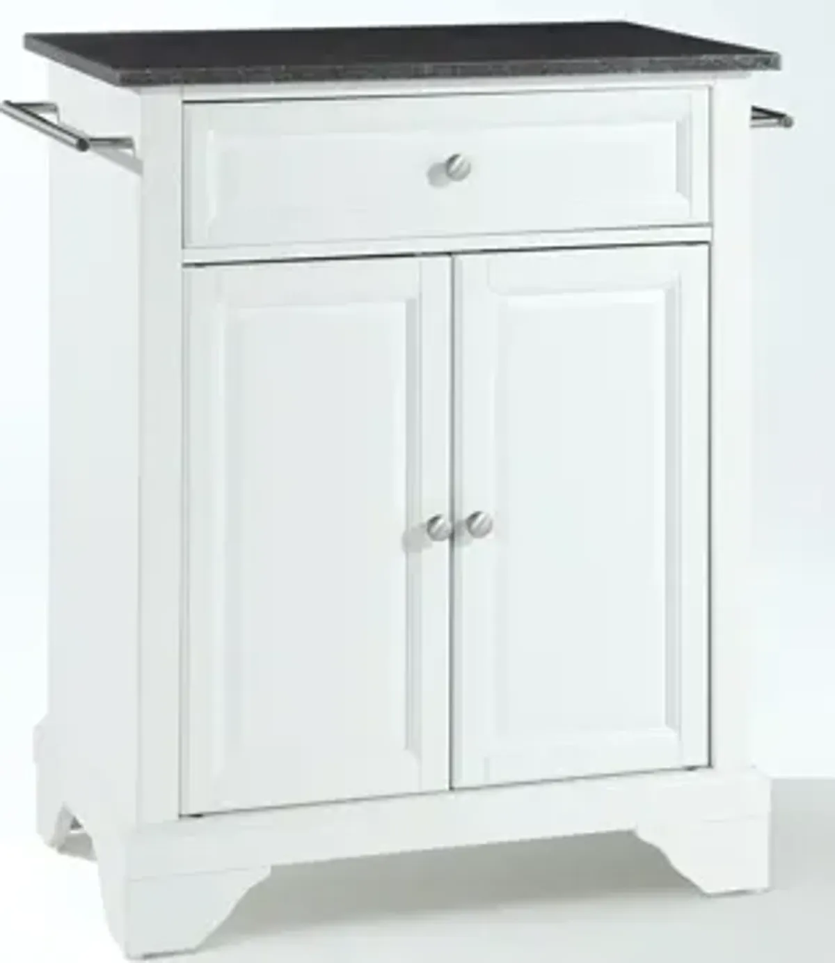 Lafayette Solid Black Granite Top Portable Kitchen Island in White