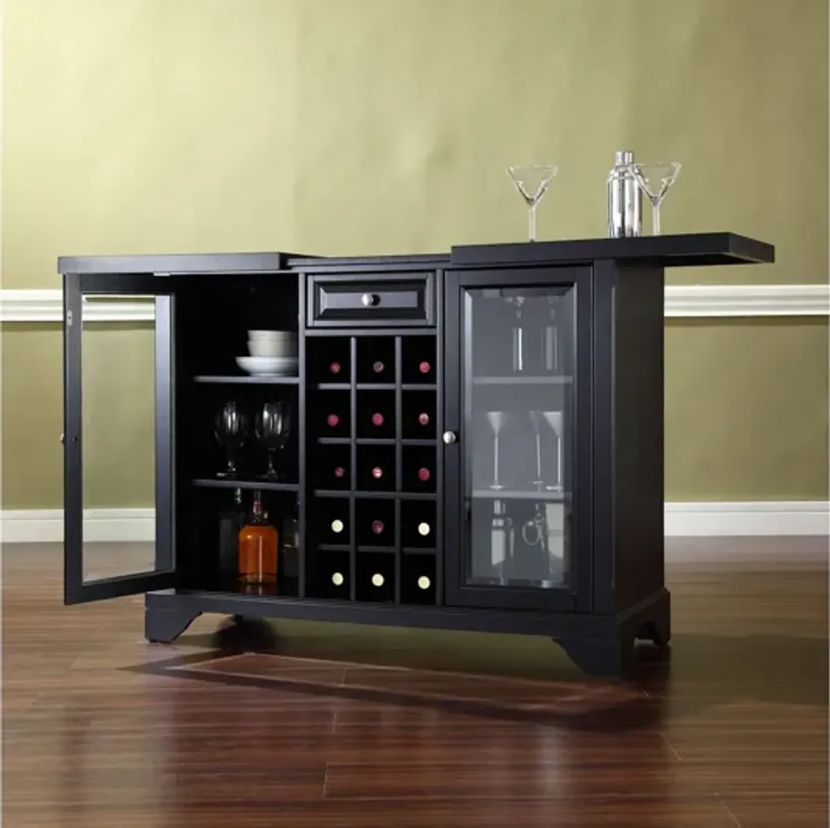 Lafayette Sliding Top Bar Cabinet in Black