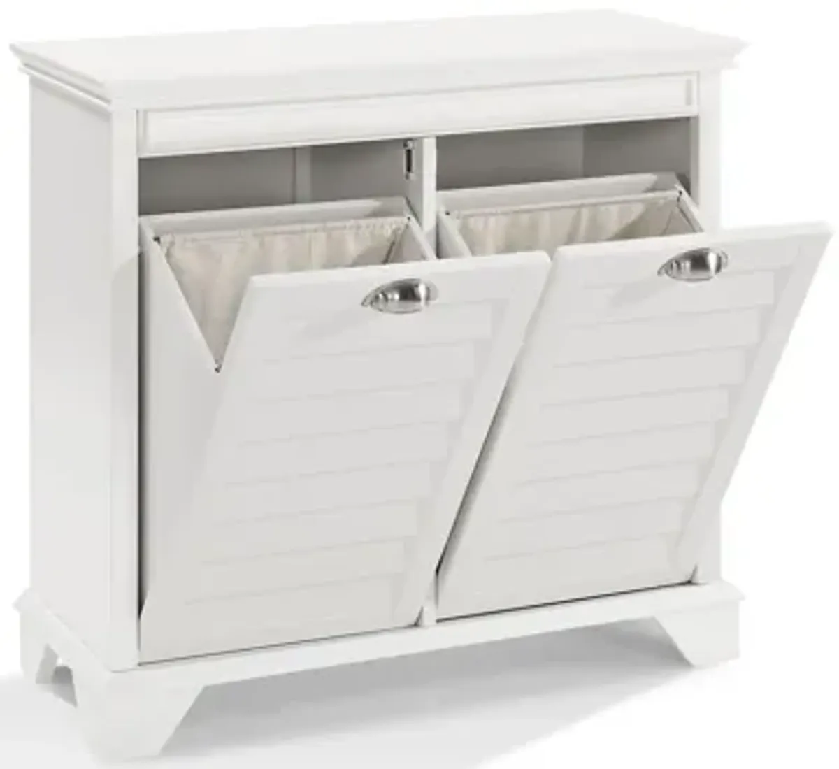 Lydia Linen Hamper in White